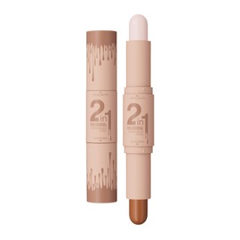 Double Head Highlighter Stick Stereoscopic Brightening Face Modifier Shadow 2in1 Pen (#01 Light Beige + Light Brown, 4ml)