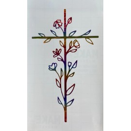 Holographic Vinyl FLORAL CROSS DESIGN~HOLOGRA