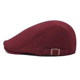 BOTVELA Men Newsboy Cap Cotton Ivy Gatsby Driving Flat Hat (Burgundy)