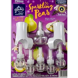 Glade Plugins Sparkling Pear Scented Oils, 2 Warmers + 6 Refills