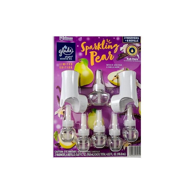Glade Plugins Sparkling Pear Scented Oils, 2 Warmers + 6