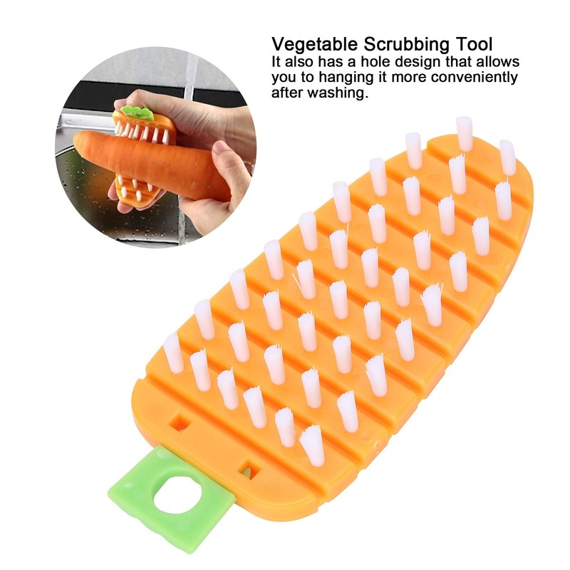 Vegetable Scrubber, Potato Scrubbing Brush Carrot Shape Hanging Vegetable Brush