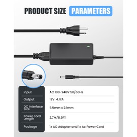 DINTYOU 12V 4.17A Charger Power Adapter Compatible with Peloton Exercise Bike Console PLTN-RB1VO, RB1V1, RB1VQ, Replacement Peloton Bike Power Cord (Not Compatible with Bike Plus)