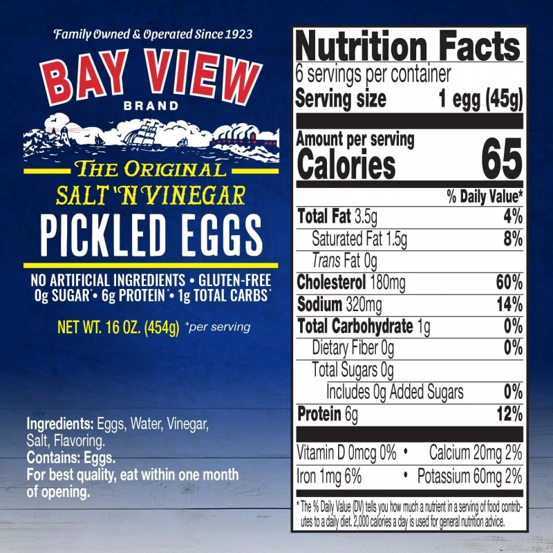 Bay View Pickled Eggs 16oz Pack Fresh Hard Boiled Chili