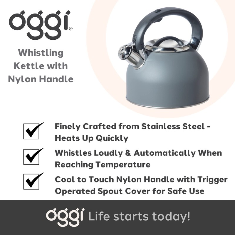 OGGI Tea Kettle for Stove Top - 64oz / 1.9lt,