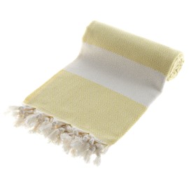 Peshtemal Beach Towel (100x180 cm) Boho Spa Towels - Premium Terry Cotton - Highly Absorbent Turkish Towels for Bathroom, Shower, Hamam (Yellow, Color: 13)
