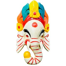 QT Ganesh Antique Hand Crafted Wooden Wall Hanging Sculpture God of Luck/Success Ganesha shape of Elephant Head for Wall Hanging, Son of Lord Shiva Wooden Mask Handmade In Nepal