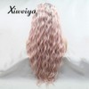 Xiweiya Wig Long Loose Wave Wig Ombre Pink Wig Synthetic