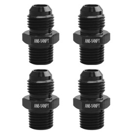 6AN - Adaptador de montaje de tubería macho a 1/4 NPT de aluminio, color negro, 4 unidades