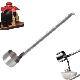 Metal Soup Ladle, Wine Ladles with Long Handles Stainless Steel Wine Measuring Spoon Canning Ladle Oil Soup Spoon for Stirring Liquid(50ML)