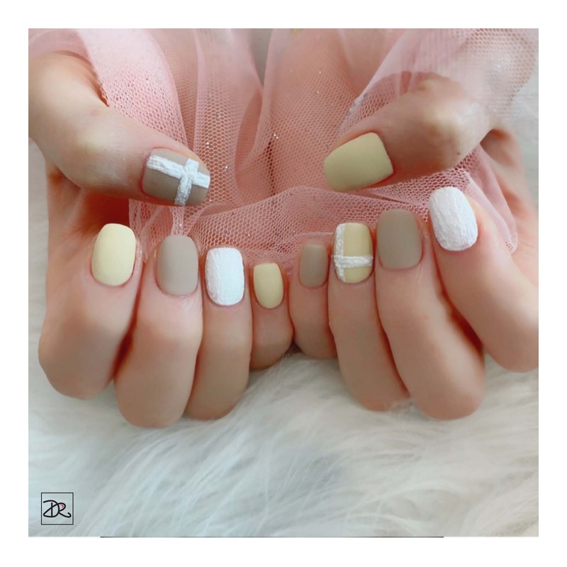 [Handmade nail tip] Matte sweater check nails / [수제네일팁] 무광