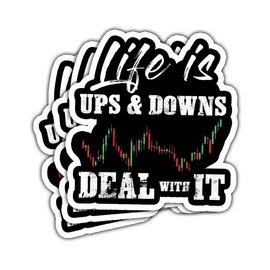 3 Pcs Life is Ups and Downs Day Trader Stock & Forex Trading Sticker Day Trader Forex Trading Chart Stock Trading Accessories Stickers Gift Laptop Bottle Phone Car Helmet Hard Hat Gifts 3" (F1)