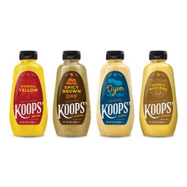 Koops' Classic Mustard Variety Pack – Original Yellow, Spicy Brown, Dijon, & Honey Mustard – Gluten-Free, Kosher, Made in USA, From Quality Mustard Seeds – 12 Oz, Pack of 4