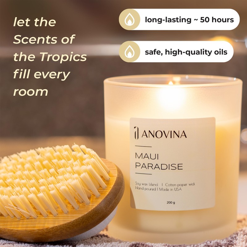 Anovina Scented Soy Candles - 8 Ounces (Maui Paradise)