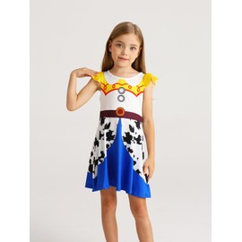 AmzBarley Princess Jessie Nightgown Girls Nightgowns Cowgirls Toy Story Pajamas Nightdress Jessie Princess Sleepwear Flutter Short Sleeve Nightie Night Gown Dress Blue03 Size 8(7-8Years)