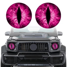 Tecledsn 2PCS Beast Eyes Decals, 3D Stereo Eyes Headlight Decal Stickers, Round Headlight Decal, Car Accessories Round Headlight Decal for Truck Car Body Window Bumper Decoration (Rose red)