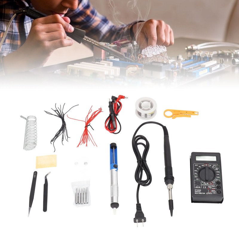 Soldering Iron Multimeter Kit 80W Digital Adjustable Temperature Electronics Welding