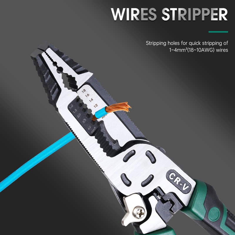 Duogalia 10-in-1 Wire Stripper Pliers, Cable cutters, 9" Multifunctional Combination