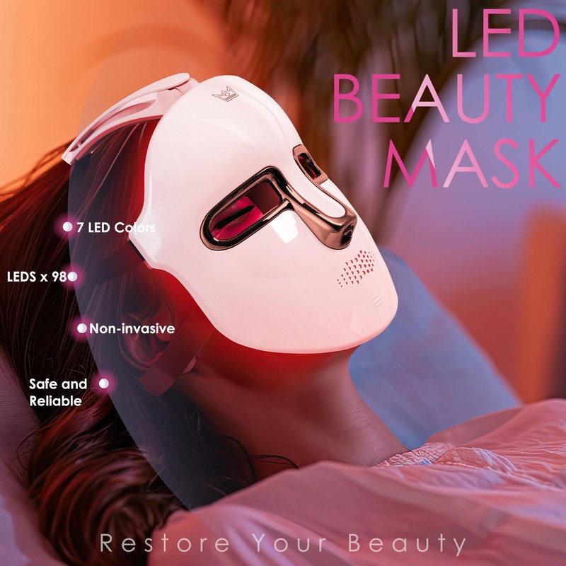 JAY SAREES Red-Light-Therapy-for-Face, 7-1 Colors Led Face Mask Light Therapy,