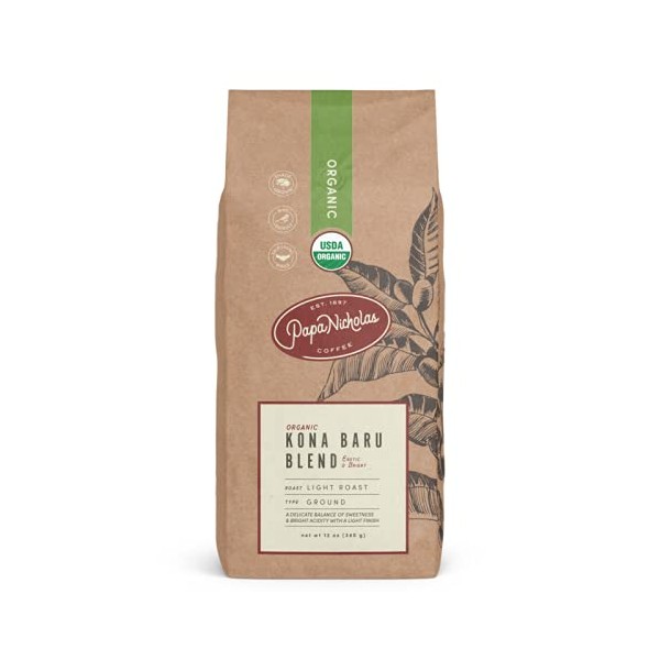 PapaNicholas Coffee Whole Bean Coffee, Family Reserve Kona Baru Blend,