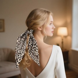 Flomiara Hair Bows for Women, Ribbon Ponytail Holder Accessories Slides Hair Clips, Accessories Hairdresser Bow Leopard Triangle Ribbon Styling Barrette Clips Hair Bow for Women Girls, Light Color