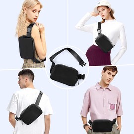 ONTRJIYG 1 Pcs Belt Bag Fanny Pack for Women and Men Fashionable Crossbody Bags Everywhere Belt Bag for Women for Travel Workout Running Hiking for Lady Girls and Men Black
