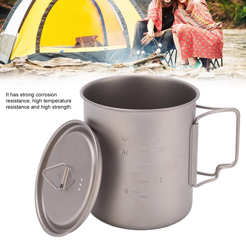 750ml Outdoor Titanium Water Mugs With Folding Handles Portable Camping