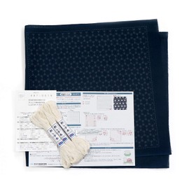 olympus Thread Hitomezashi Sashiko Hana Fukin Kaku-Kikkou Tsunagi Printed Fabric Embroidery Kit