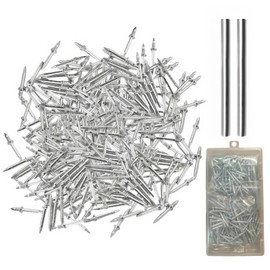 200pcs Double Headed Skirting Thread Seamless Nail, Bidirectional Invisible Nails, Double Sided Head Traceless for Solid Wood Baseboard Loose Board without Mark, with Box & 2x Sleeve Driver Tools