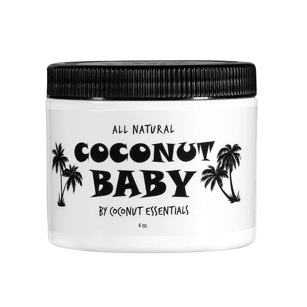 Coconut Baby Oil Organic Moisturizer - for Hair and Skin - Cradle Cap Treatment, Eczema, Psoriasis - Massage, Sensitive Skin, Diaper Rash, Stretch Marks - with Sunflower & Grape Seed Oils - 4 fl oz