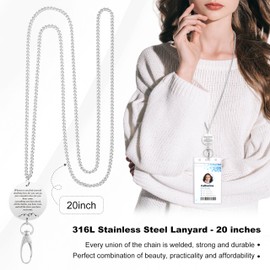 Lanyards for ID Badges Keys Women Cute Teacher Lanyard ID Badge Holder Stainless Steel Lanyard Fashion Strong Motivational Office School Work Nurse Teacher Appreciation Gifts