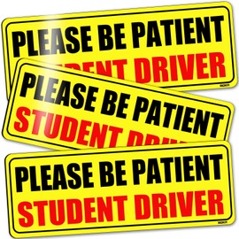 BOKA Student Driver Magnet for Car, 9"x3.5" Upgraded Please Be Patient New Driver Safety Signs, Teen Rookie Novice Driver Vehicle Bumper Magnetic Sticker for Beginner, High Reflective, Set of 3