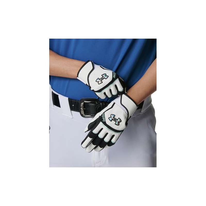UA Yard Pro Batting Gloves 6001314 (100) White Black Iridescent