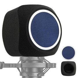 Loyanger Microphone Isolation Shield,Microphone Wind Shield with P-op Filter Vocal Isolation Booth Portable Equipment Filter Out Noise for Recording Studios, Singing, Live Stream(Blue)