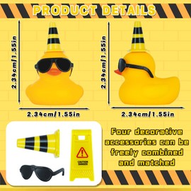 AOT Rubber Duck for Jeeps Car Dashboard Decoration,Funny Squeaky Duck with Road Signs Sunglasses for Party Favors Game Rewards Home Ornament