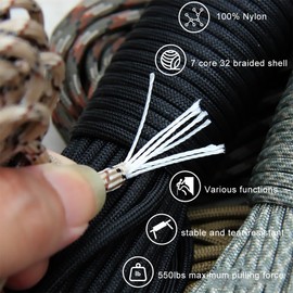 Tiardey PPF-024 Paracord 4mm 100ft (31m) 7 Core Strand,Tear-resistant,Nylon Cord,Mil Spec Type III Paracord,Holds up to 250kg for Outdoor Survival Camping
