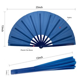 QIRMIZI 2 PCS Large Clacking Fans for Line Dance Popping Fans Rave Fans Boots On The Ground Fans Hand Foldable Fans for Men/Women Handheld Fan for EDM,Festival,Club,Party,Dance,Royal Blue