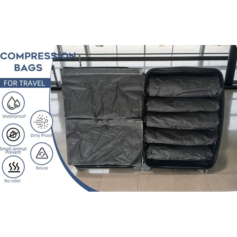 Roll-Up Compression Storage Bags for Travel – Pump-Free Reusable Clothing