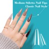 Lionvison 500PCS Clear Stiletto Nail Tips, Medium Wide Acrylic Nail