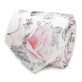 Ox & Bull Trading Company Painted Floral Gray Silk Men's Tie, White, One size