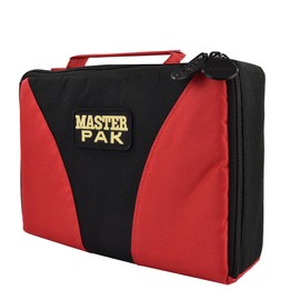 Karella Master PAK Dart Case in 4 Designs, Perfect Storage for up to 3 Sets of Darts and Many Accessories, Dart Case, Case for Darts, Master Pak Black-Red, Two-tone