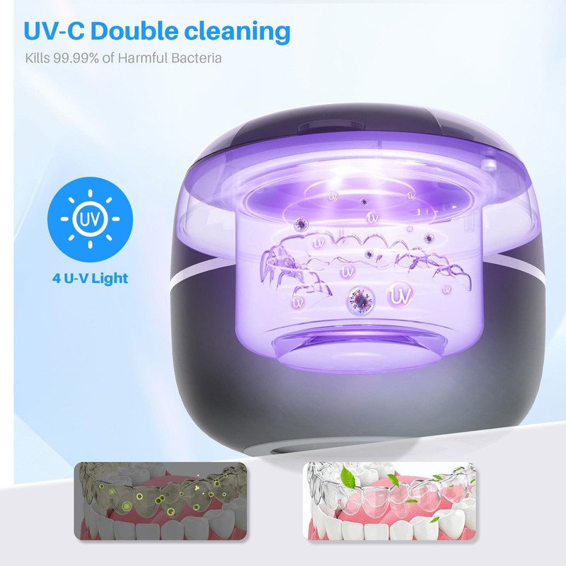 Ultrasonic Cleaner Machine with LED Display, 4UV-C & Sweep Frequency