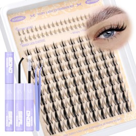 JIMIRE Manga Lash Clusters Kit Wispy Eyelash Clusters 8-14MM Fairy Lash Extension Kit with Lash Bond and Seal Short Cluster Eyelash Extensions with Bottom Lash Clusters