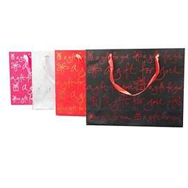 12-Pack Elegant Premium Gift Bags Set - Wedding Party Favor Bags with Handles, Ribbon, and Bow - Medium Size 9.62 x 7.69 x 3.08 inches - Gold Dedications - Perfect for Birthdays, Christmas, or any Cel