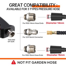 AURORA CAR Pressure Washer Gun, 4000PSI High Pressure Washer Gun with Replacement Wand Extension, Power Washer Gun with 3/8'' Quick Plug, M22-14mm/15mm Fittings, 5 Nozzle Tips, 40 Inch