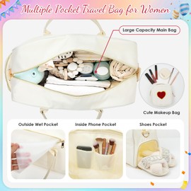 Cheer Bag Cheerleader Overnight Duffel Bags Nylon Chenille Letter Embroidered Overnight Bag Weekender Bag with Shoes Compartment and Toiletry Bag Practice Gymnastics Ballet School Gym Sleepover Bag