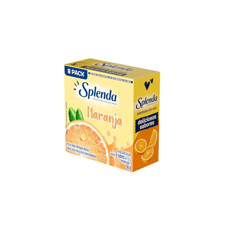 Splenda Naranja, Bebida en Polvo sin Azúcar, 8 Sobres, 56g