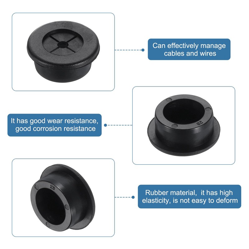 uxcell Cable Cord Grommet, 1" Inch (25mm) Desk Grommet Flexible