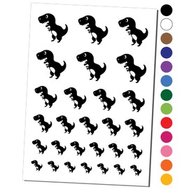 Cute Tyrannosaurus Rex Dinosaur Temporary Tattoo Water Resistant Fake Body Art Set Collection - Brown (One Sheet)