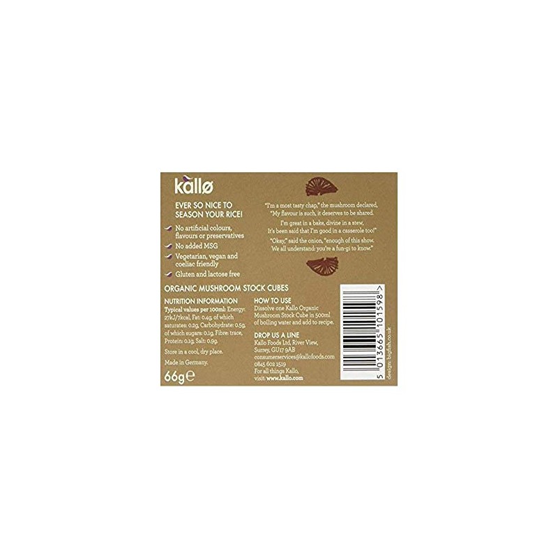 Kallo Organic Mushroom Stock Cubes 66g